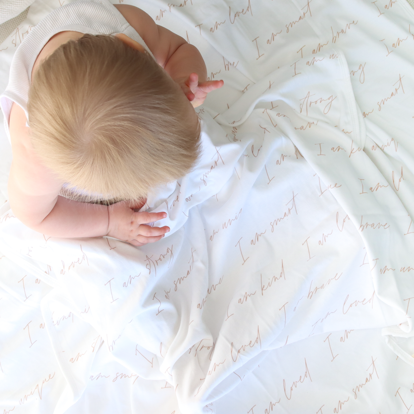 Affirmations Baby Swaddle Blanket Organic Cotton Written With Love