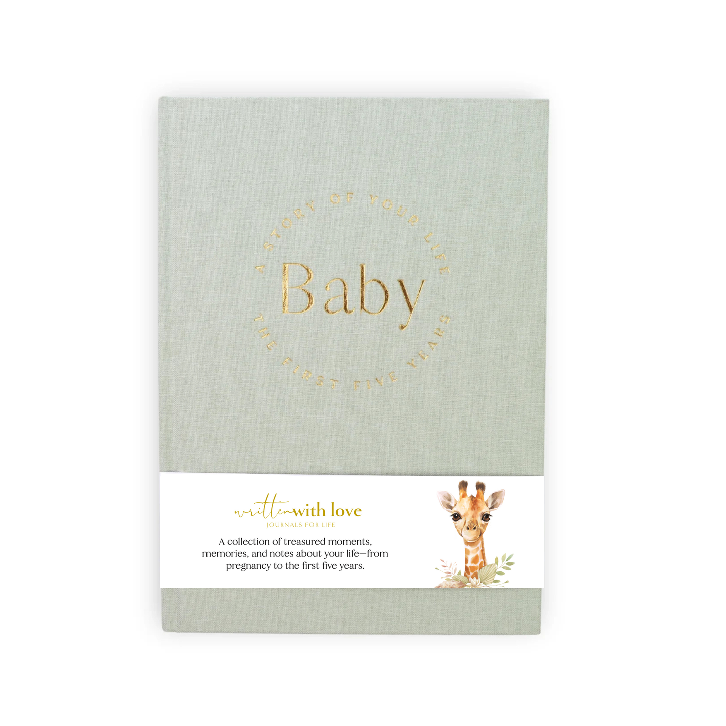 Baby Memory Book - Sage Green Linen - PREORDER