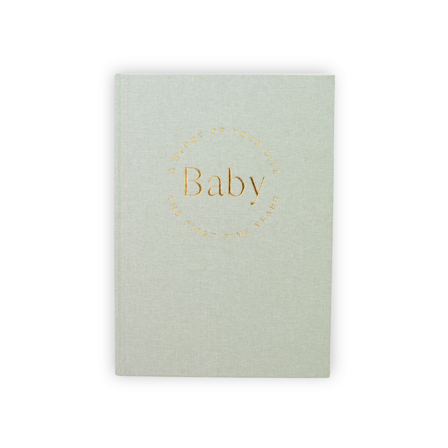 Baby Memory Book with Linen Bag - Pregnancy to 5 Years - Sage Green