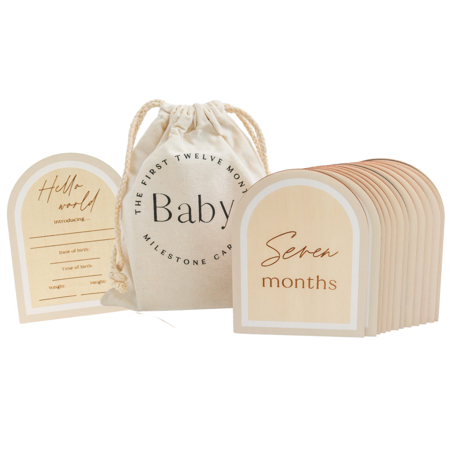 Beige Wooden Milestone Cards & Birth Plaque