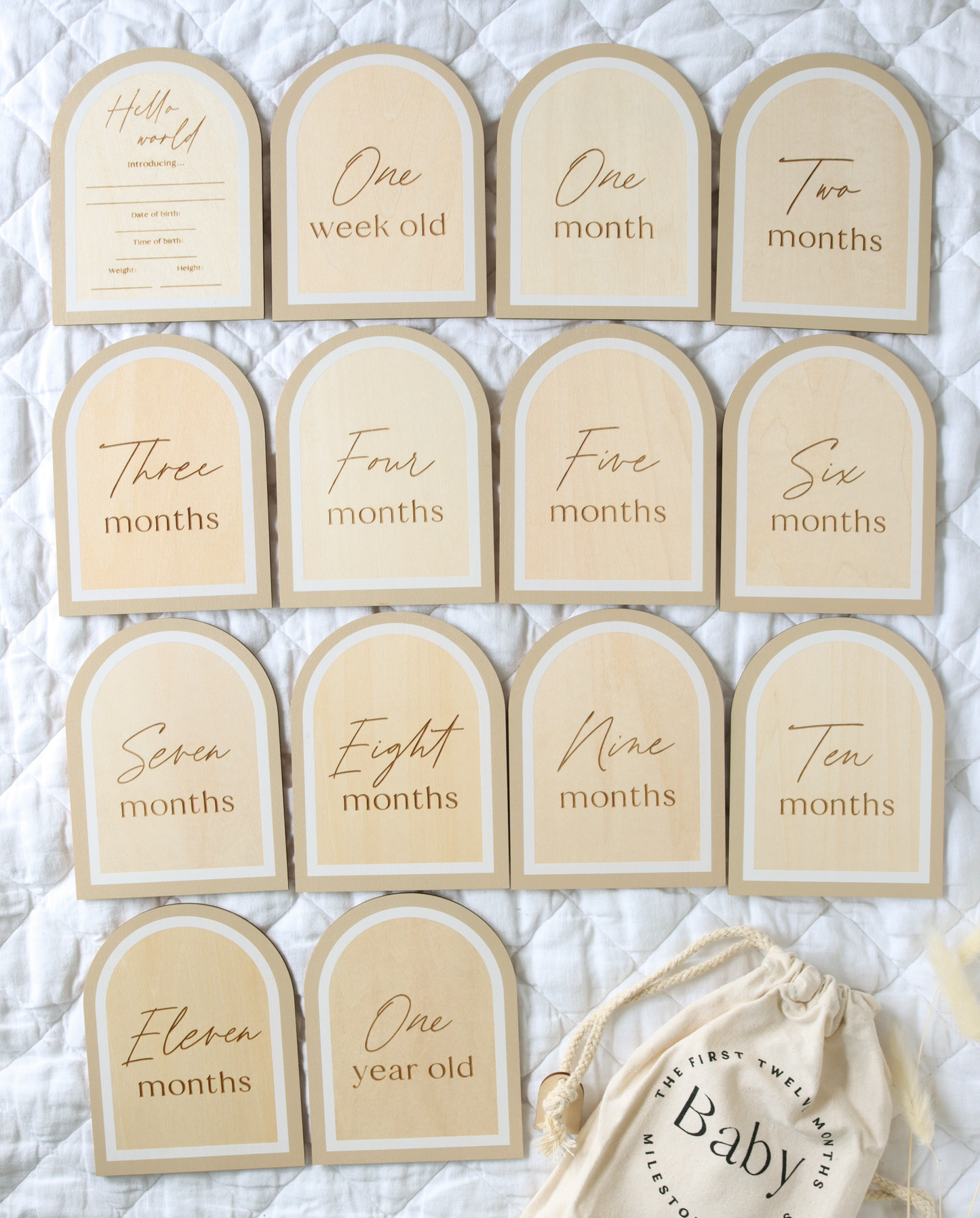 Mocha Wooden Milestone Cards & Birth Plaque
