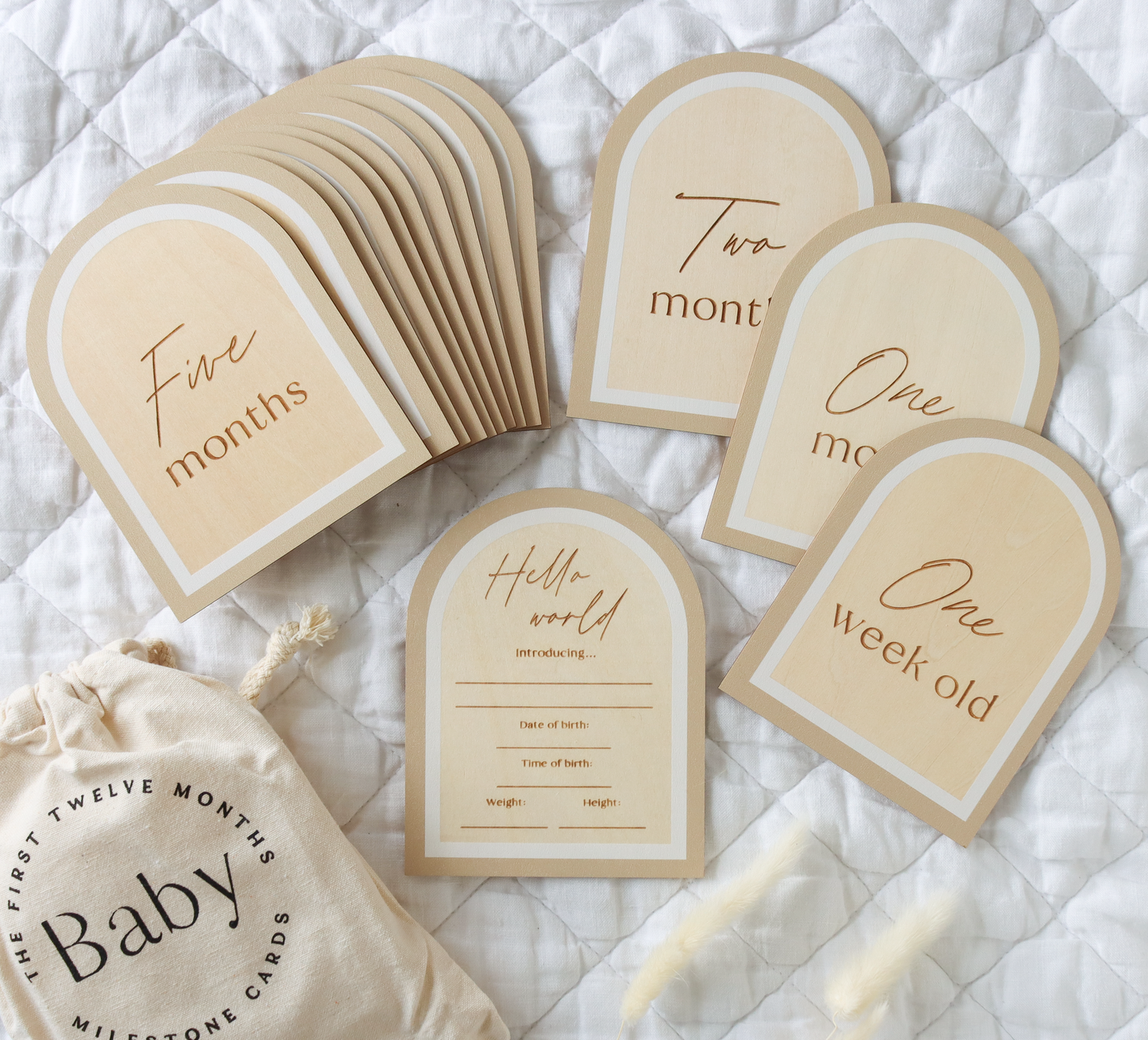 Mocha Wooden Milestone Cards & Birth Plaque