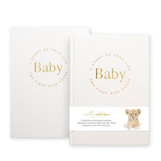 Baby Memory Book with Keepsake Box - Pregnancy to 5 Years - Classic White