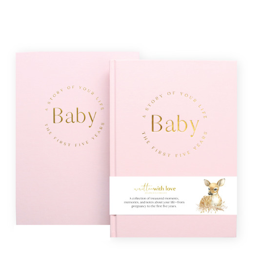 Baby Memory Book with Keepsake Box - Pregnancy to 5 Years - Peony Pink
