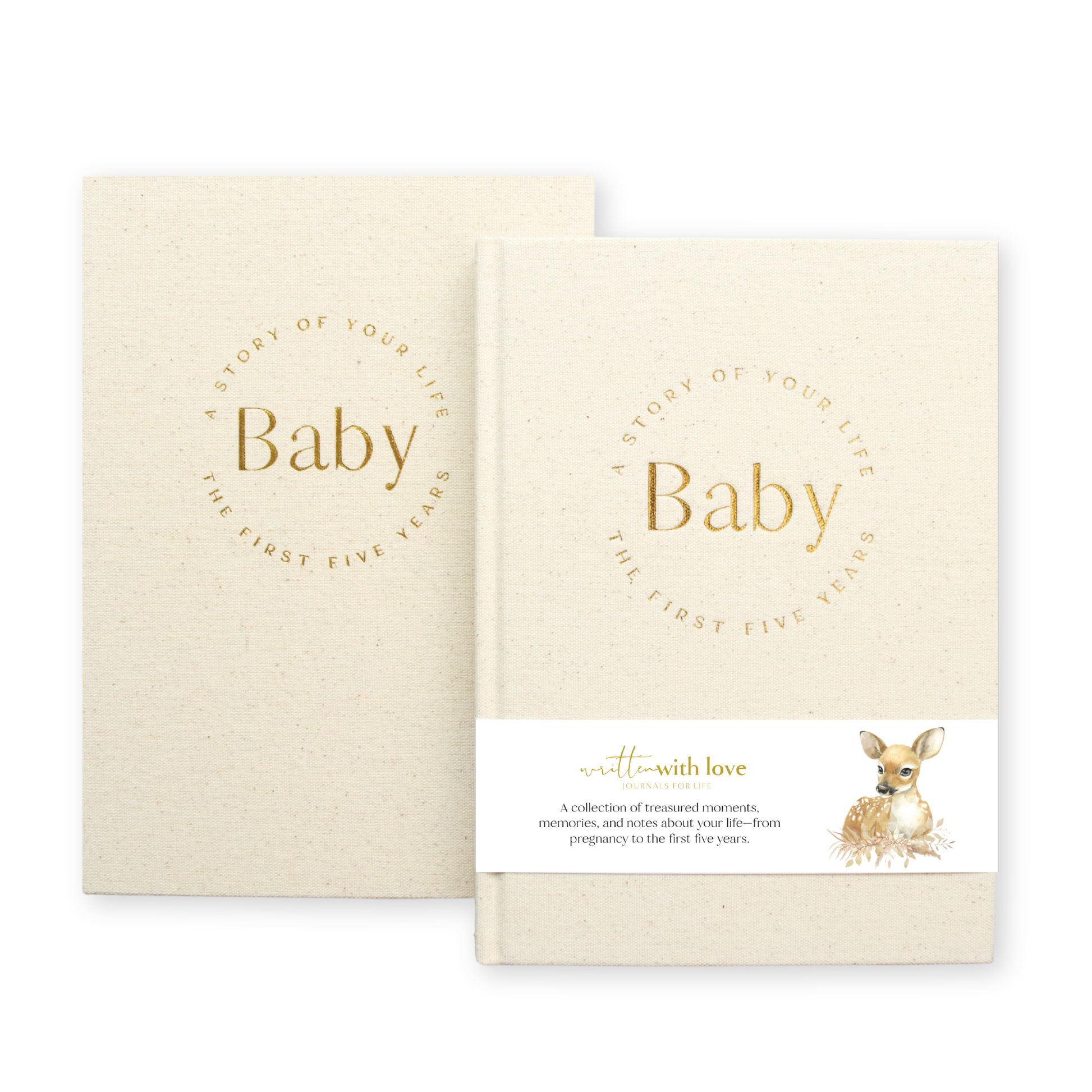 Baby Memory Book with Keepsake Box - Pregnancy to 5 Years - Oatmeal