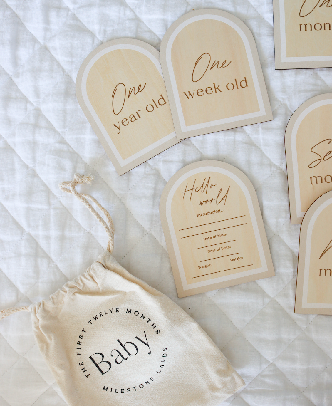 Beige Wooden Milestone Cards & Birth Plaque
