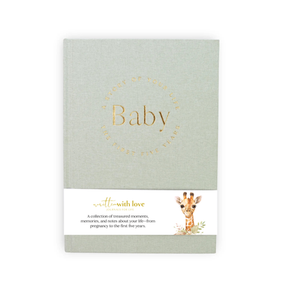 Baby Memory Book - Sage Green Linen - PREORDER