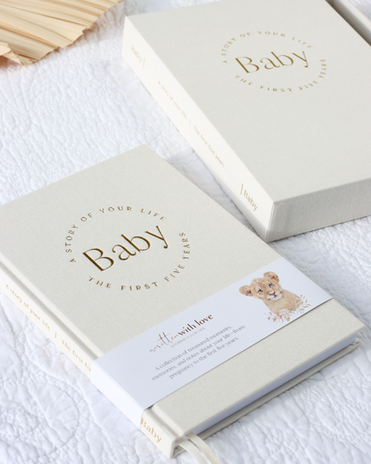 Baby Memory Book with Keepsake Box - Pregnancy to 5 Years - Classic White