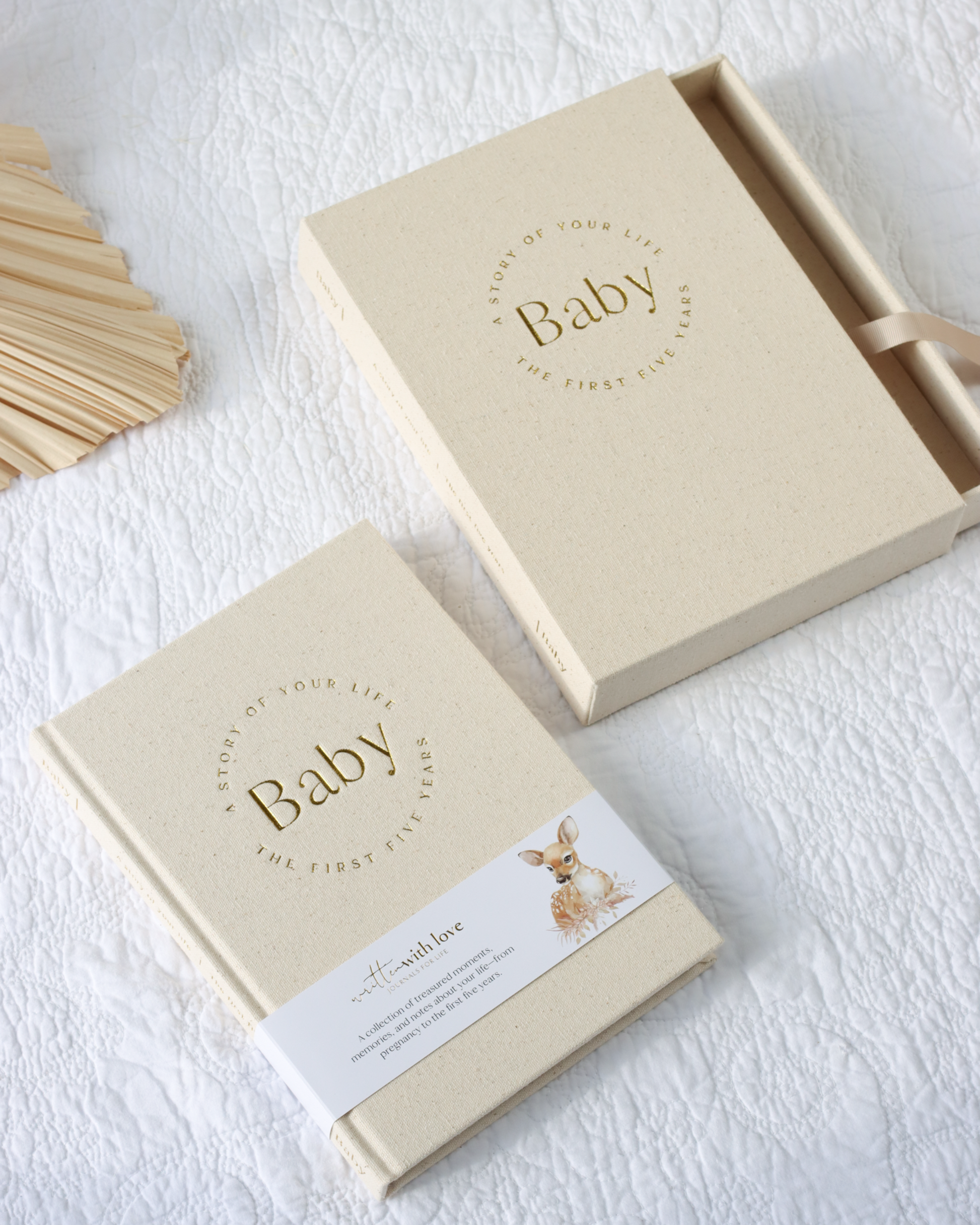 Written With Love Baby Memory Book with Keepsake Box - Pregnancy to 5 Years - Oatmeal