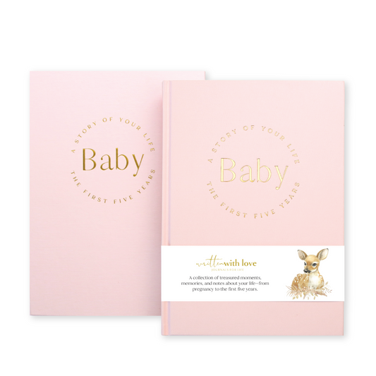 Pink Baby Journal Memory Book in Keepsake Box - Pregnancy to 5 Years - Written With Love