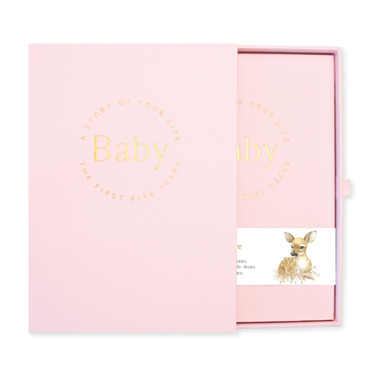 Baby Memory Book with Keepsake Box - Pregnancy to 5 Years - Peony Pink