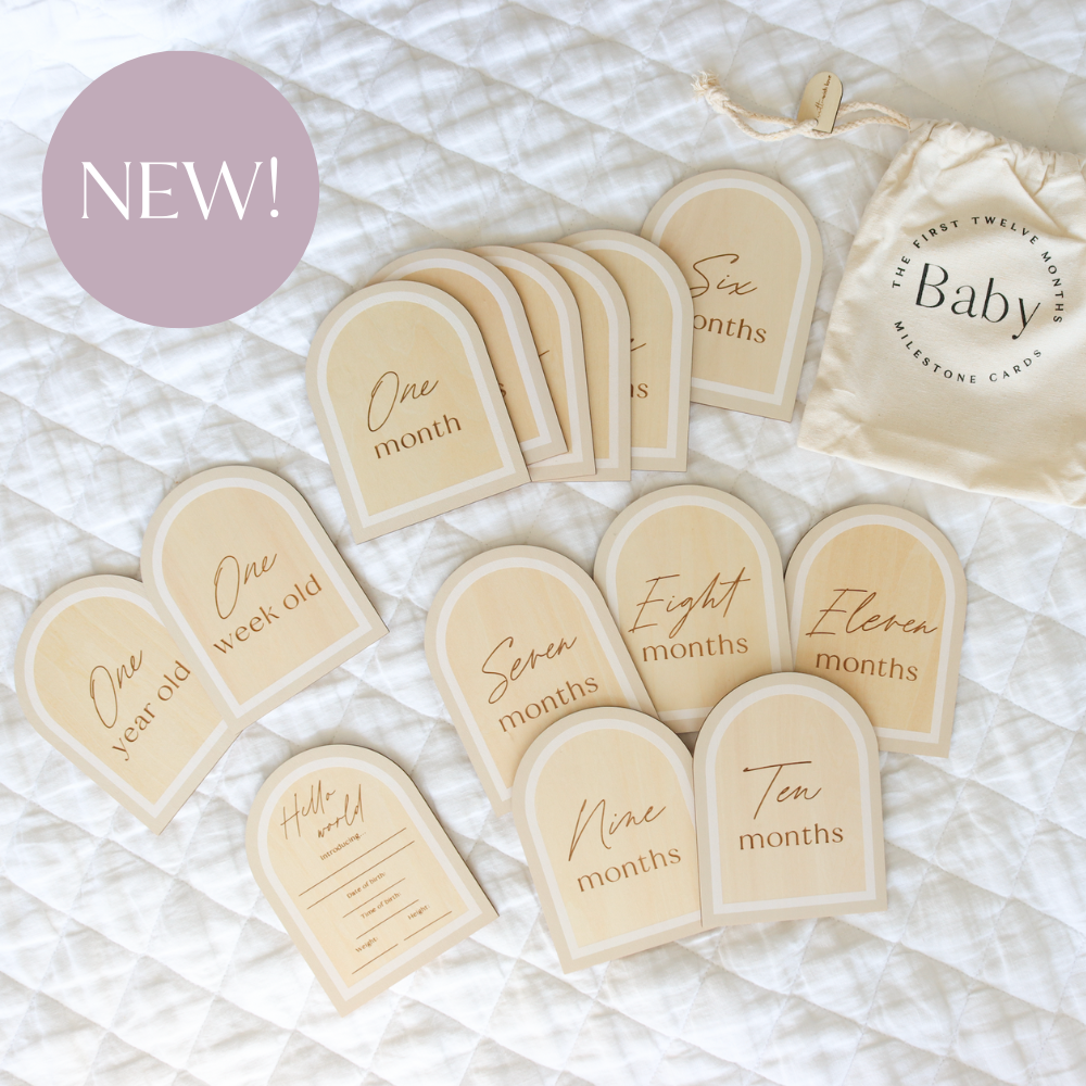 Beige Wooden Milestone Cards & Birth Plaque