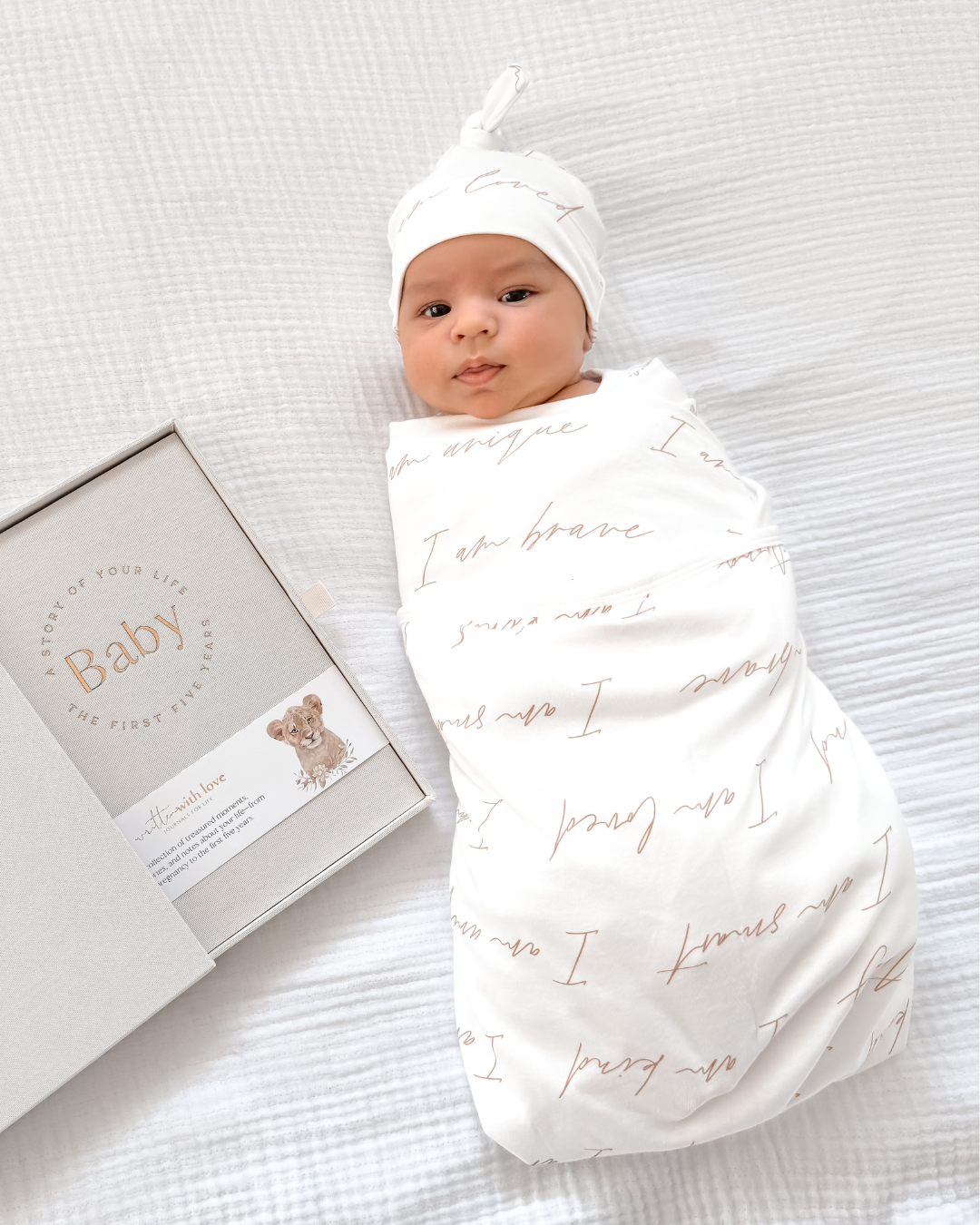 Affirmations Baby Swaddle Blanket Organic Cotton Baby Gift - Written With Love