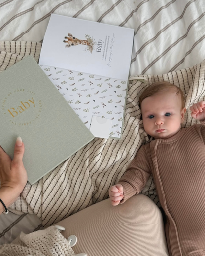 Baby Memory Book with Keepsake Box - Pregnancy to 5 Years - Sage Green