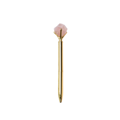 Rose Quartz Gold Crystal Pen