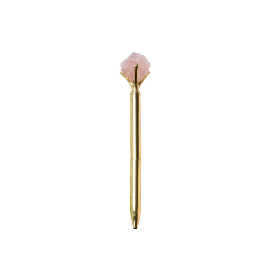 Rose Quartz Gold Crystal Pen